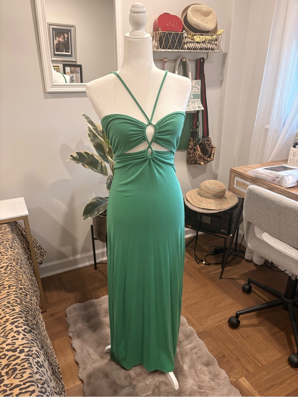 l*space Green Strappy Cutout Maxi Dress